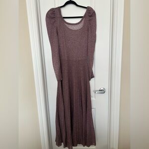 ZARA Metallic Mauve Long Sleeve Dress